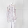 Joie Cream Pink Blue Pleats Detail Silk Top