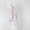 Joie Cream Pink Blue Pleats Detail Silk Top