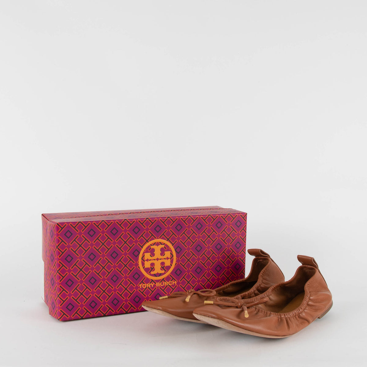 Tory Burch Brown Square Toe Flat Ballet Shoes