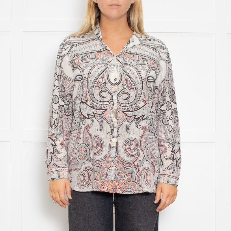 Etro Grey Black Red Paisley Shirt