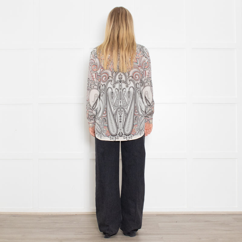 Etro Grey Black Red Paisley Shirt