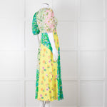 Alemais Green Yellow Pink Floral Puff Sleeve Linen Maxi Dress