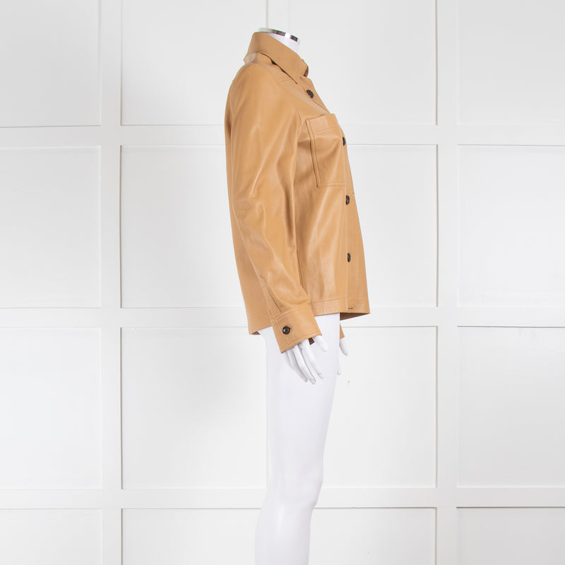 Joseph Camel Leather Shirt Jacket