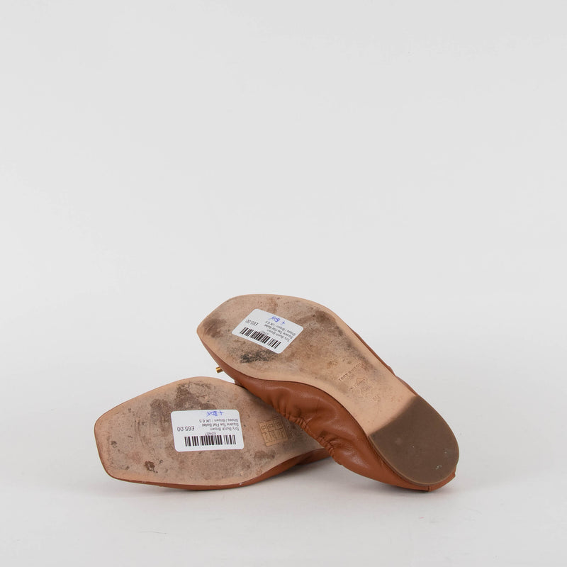 Tory Burch Brown Square Toe Flat Ballet Shoes