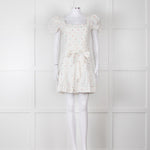 Rebecca Vallance Cream Multi Coloured Embroidered Dots Cotton Mini Dress