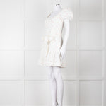 Rebecca Vallance Cream Multi Coloured Embroidered Dots Cotton Mini Dress