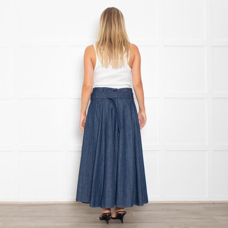 Brunello Cucinelli Chambray Skirt With Attached Belt