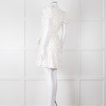 Rebecca Vallance Cream Multi Coloured Embroidered Dots Cotton Mini Dress