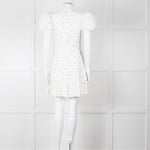 Rebecca Vallance Cream Multi Coloured Embroidered Dots Cotton Mini Dress