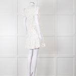 Rebecca Vallance Cream Multi Coloured Embroidered Dots Cotton Mini Dress