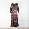Ganni Brown Cream Polka Dot Maxi Dress