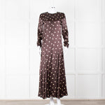 Ganni Brown Cream Polka Dot Maxi Dress