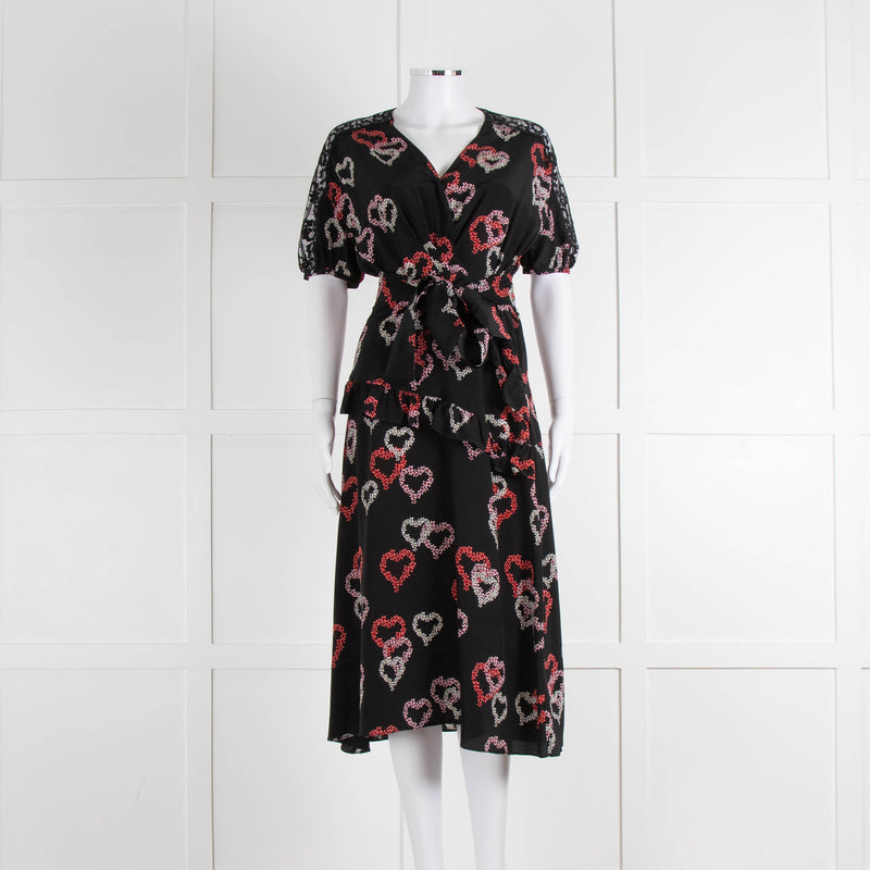 Sandro Black Dress With Heart Print (plus belt)