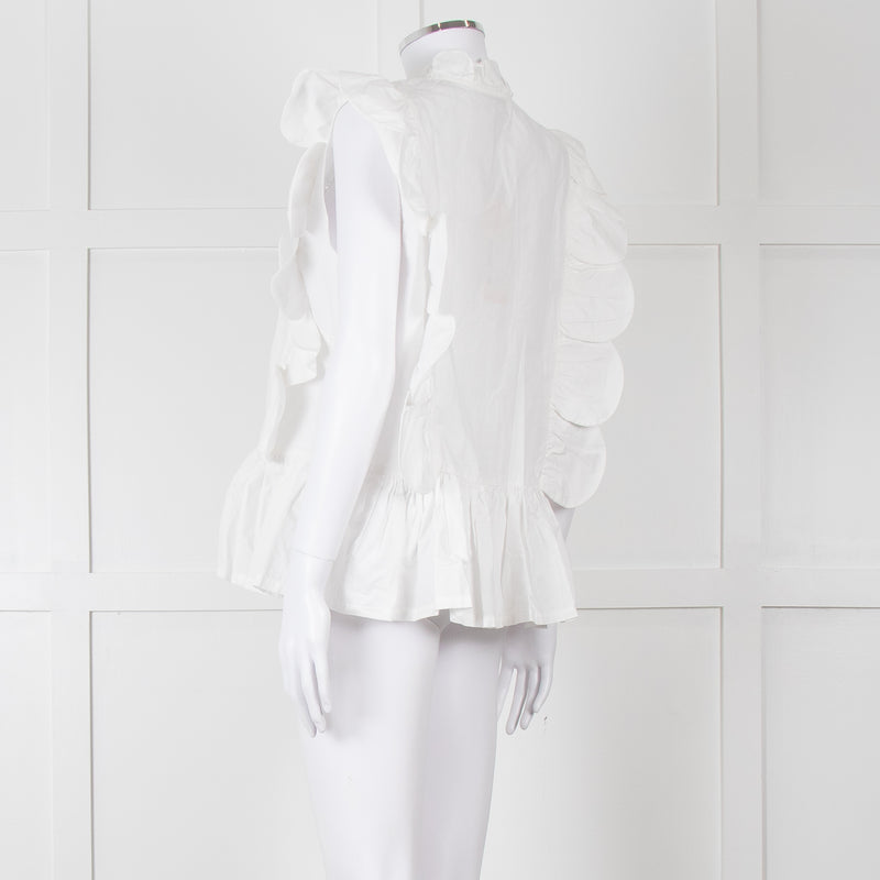 Stella Nova White Embroidered Escallops Detail Cotton Top