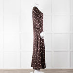Ganni Brown Cream Polka Dot Maxi Dress
