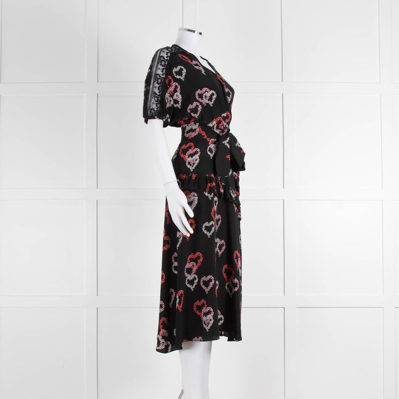 Sandro Black Dress With Heart Print (plus belt)