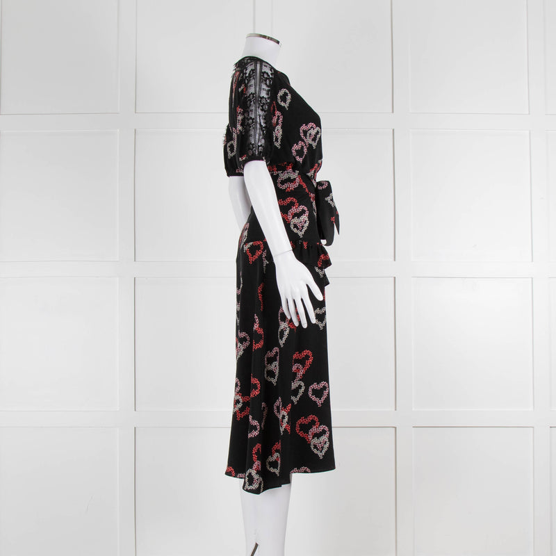 Sandro Black Dress With Heart Print (plus belt)