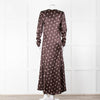 Ganni Brown Cream Polka Dot Maxi Dress