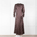 Ganni Brown Cream Polka Dot Maxi Dress