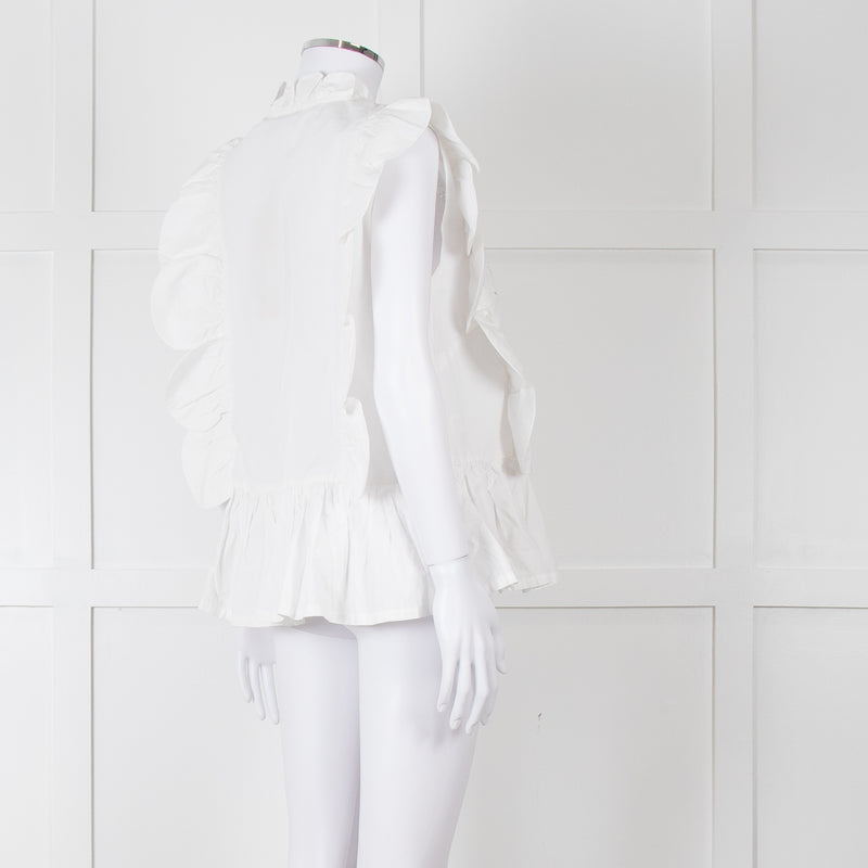 Stella Nova White Embroidered Escallops Detail Cotton Top
