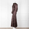 Ganni Brown Cream Polka Dot Maxi Dress