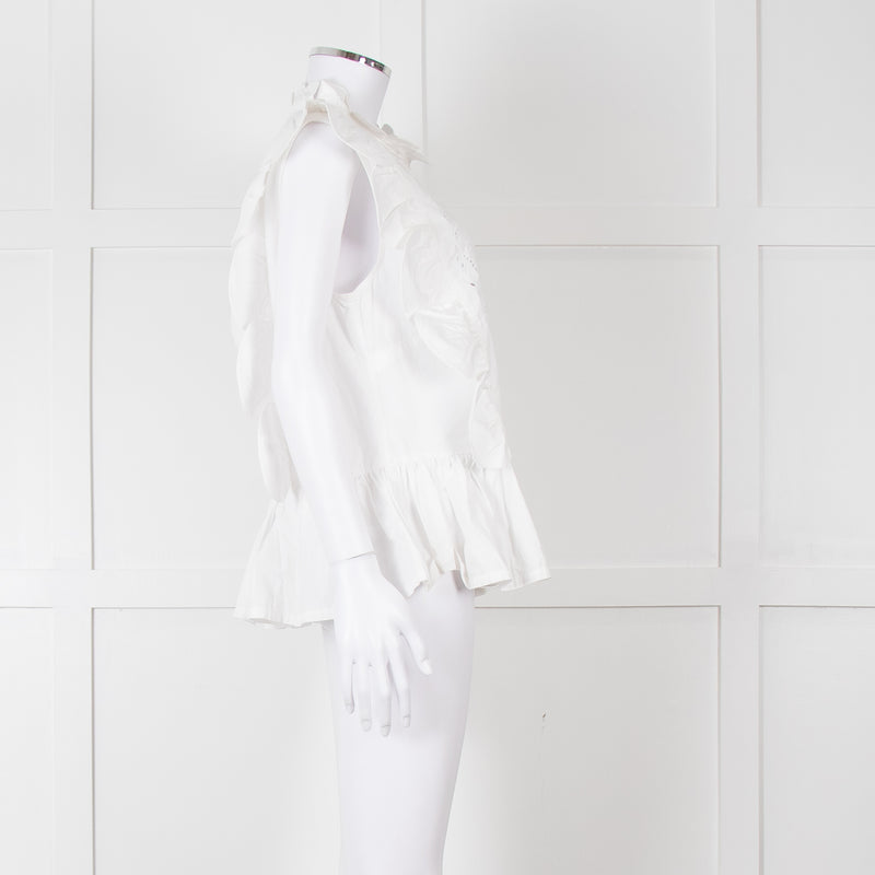 Stella Nova White Embroidered Escallops Detail Cotton Top