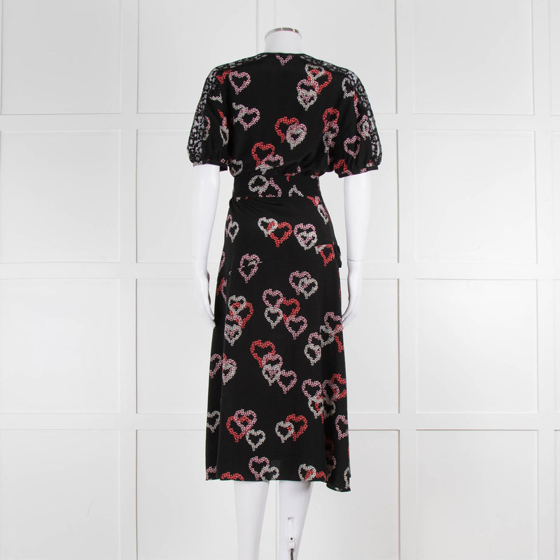 Sandro Black Dress With Heart Print (plus belt)