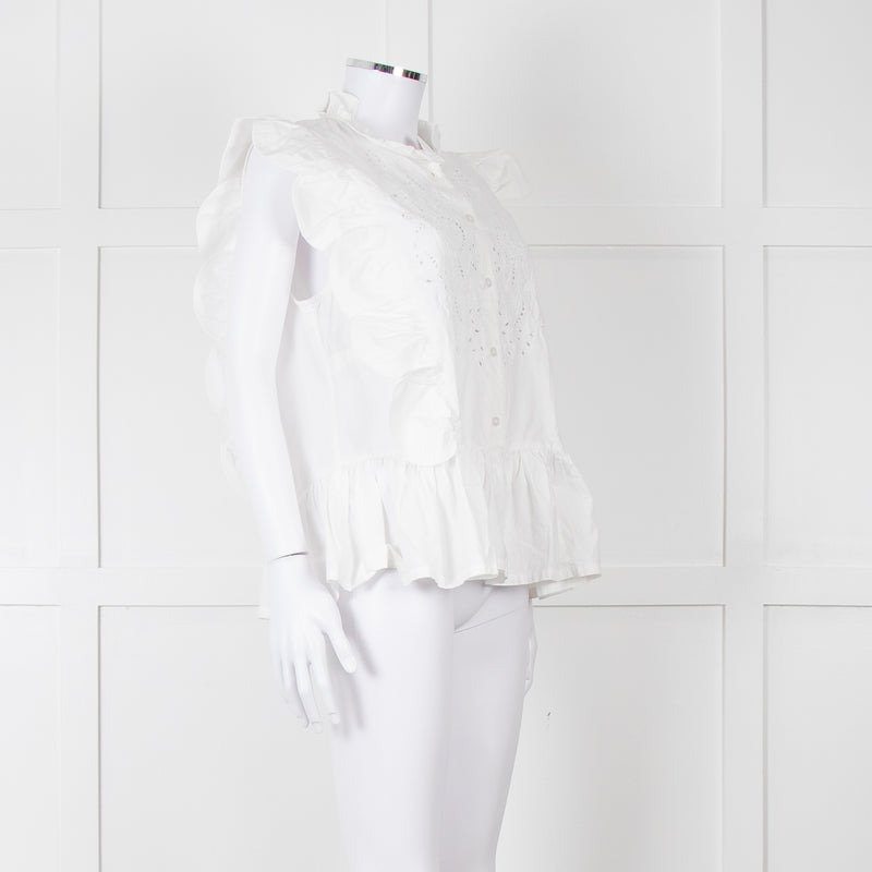 Stella Nova White Embroidered Escallops Detail Cotton Top