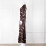 Ganni Brown Cream Polka Dot Maxi Dress