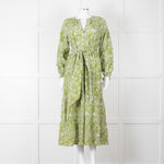 Me + Em Green Broderie Anglaise Belted Maxi Dress