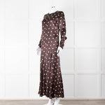 Ganni Brown Cream Polka Dot Maxi Dress