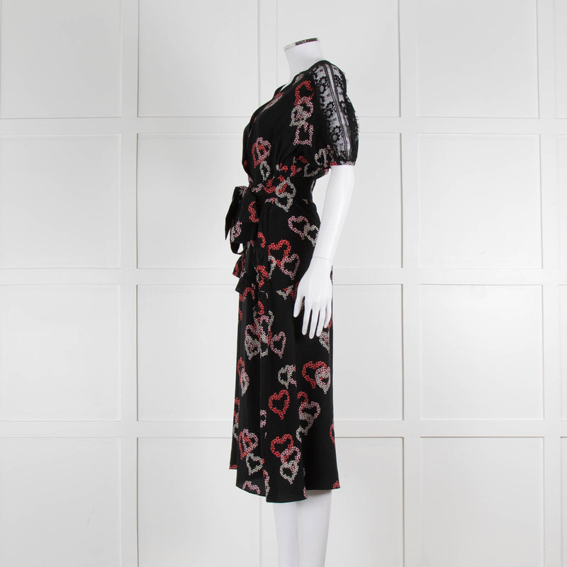 Sandro Black Dress With Heart Print (plus belt)