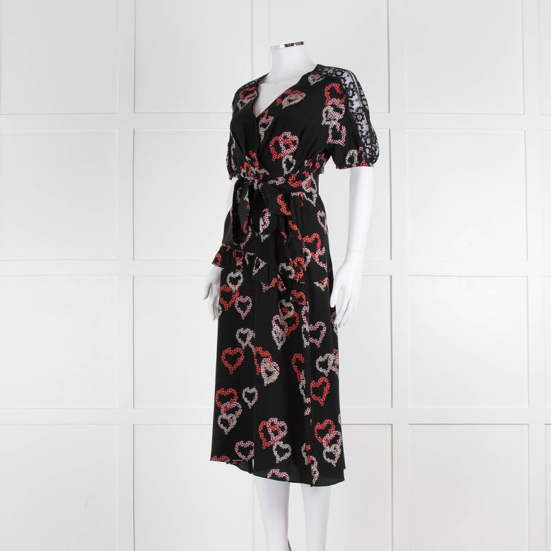 Sandro Black Dress With Heart Print (plus belt)