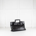 Balenciaga Black Leather Frame Handle Large Clutch