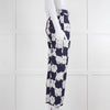 Jill Sander White & Blue Patterned Trousers