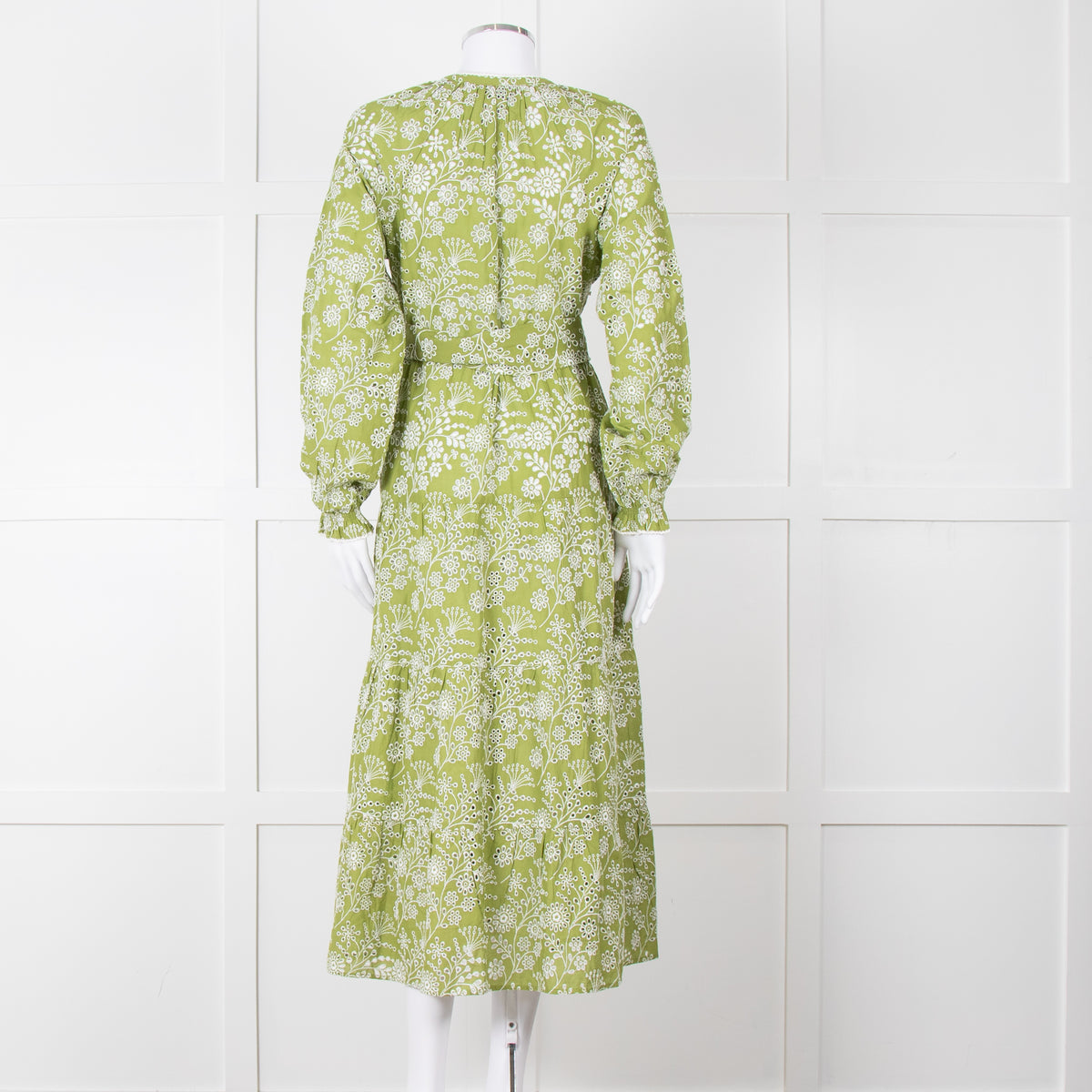 Me + Em Green Broderie Anglaise Belted Maxi Dress