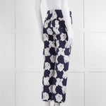 Jill Sander White & Blue Patterned Trousers