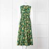 Ulla Johnson Green Yellow Floral Cotton Sleeveless Maxi Dress