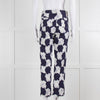 Jill Sander White & Blue Patterned Trousers