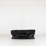 Balenciaga Black Leather Frame Handle Large Clutch