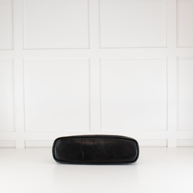 Balenciaga Black Leather Frame Handle Large Clutch