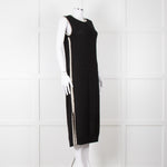 Varley Black Cream Trim Cotton Knit Sleeveless Dress