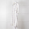 Gabriela Hearst White Blue Red Silk Pleated Sheer Panel Belted Dress