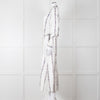 Gabriela Hearst White Blue Red Silk Pleated Sheer Panel Belted Dress