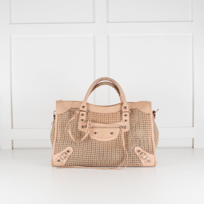 Balenciaga Le City Medium Pale Pink Woven Bag