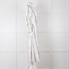 Gabriela Hearst White Blue Red Silk Pleated Sheer Panel Belted Dress