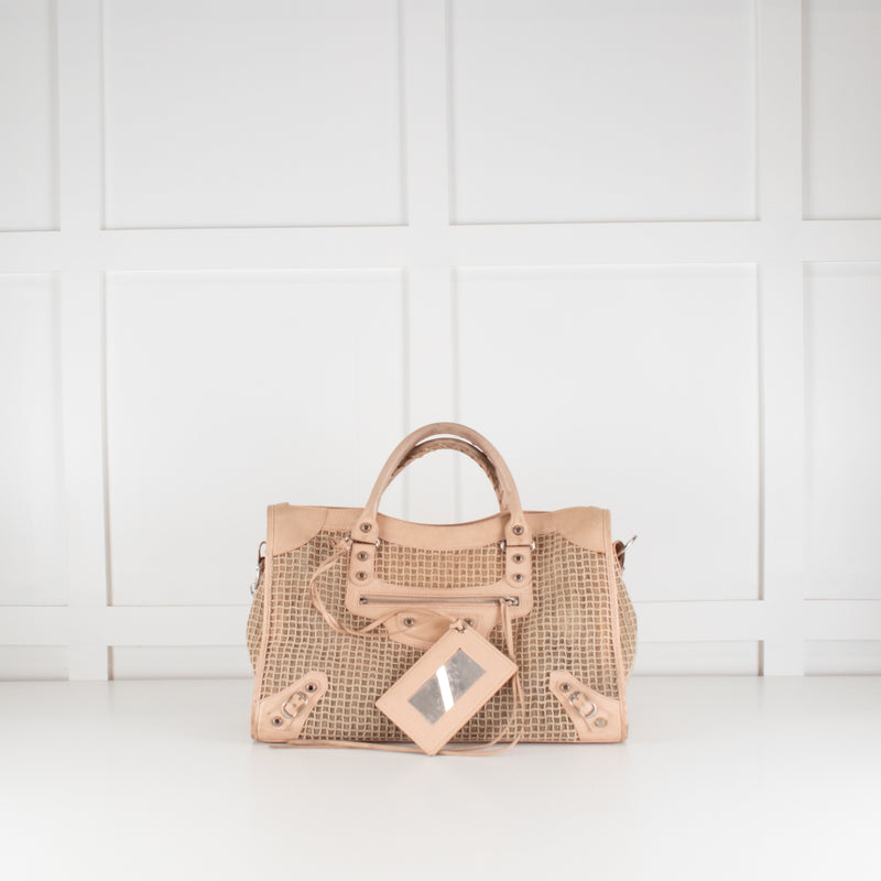 Balenciaga Le City Medium Pale Pink Woven Bag
