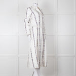 Gabriela Hearst White Blue Red Silk Pleated Sheer Panel Belted Dress