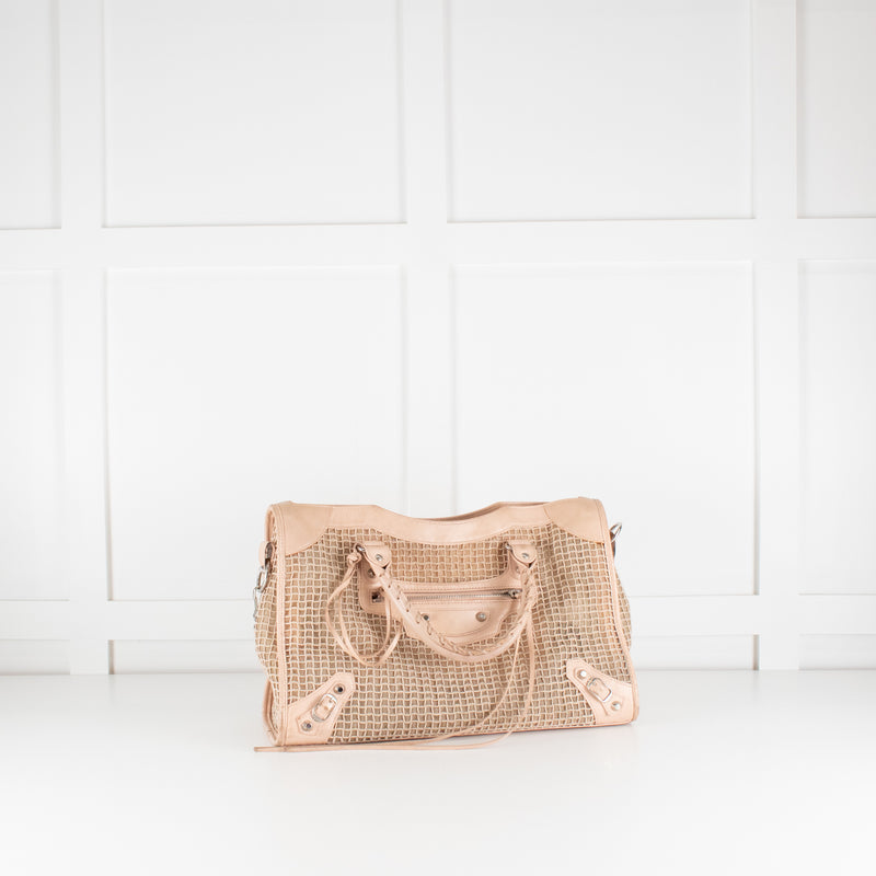 Balenciaga Le City Medium Pale Pink Woven Bag