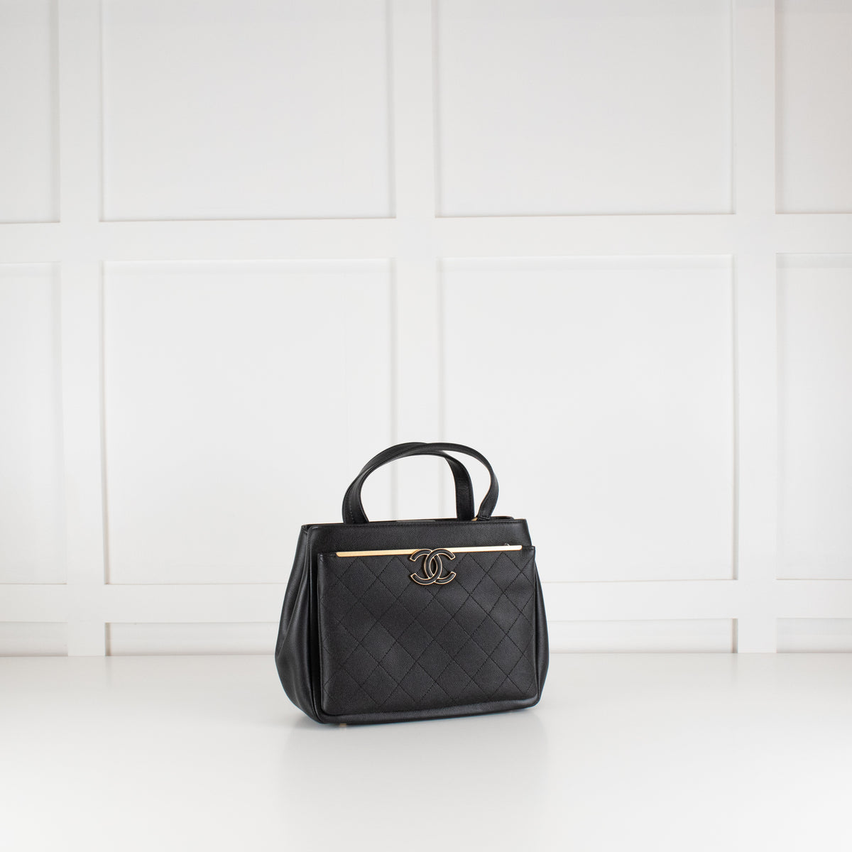 Chanel Black Caviar Leather Framed Business Affinity Tote Bag